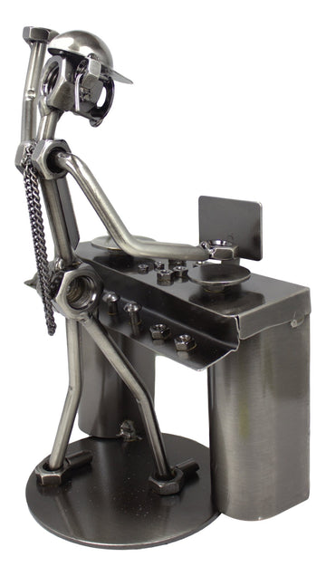 Broadway Gift 6' Silver Tone Disc Jockey Tabletop Figurine - Metal Spinner Dj Figurine - Steampunk Musician Statue