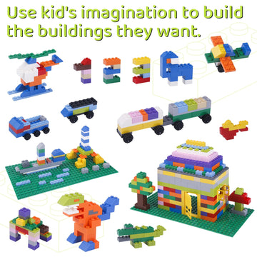 1100 Pieces Building Bricks, Compatible With Lego Classic Building Blocks Bulk With Baseplates, Doors Windows And Wheels, Stem C