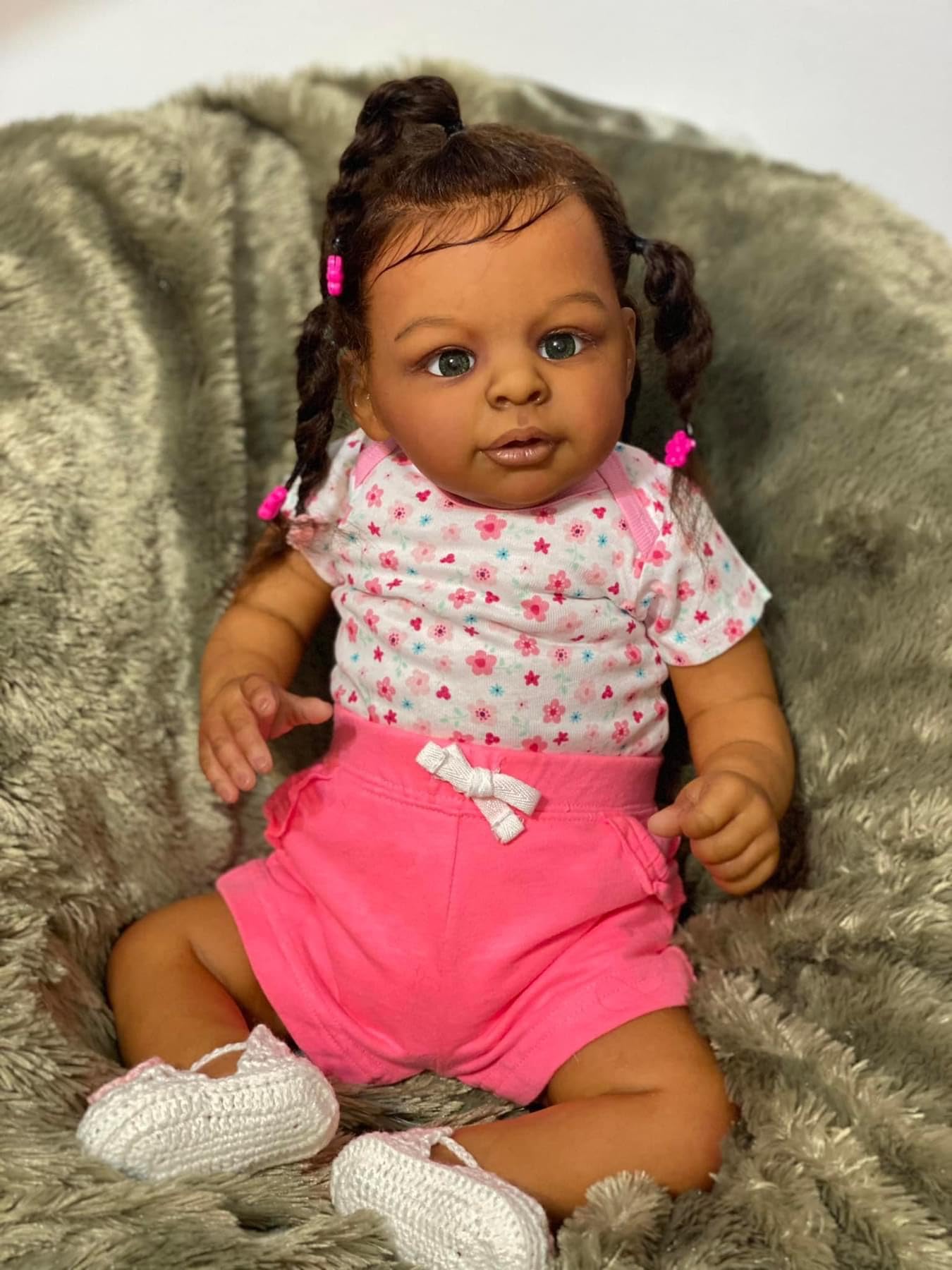 Reborn Baby Dolls Black Girl 23 Inch Soft Body Realistic-Newborn Anatomically Correct Real Life Baby Dolls African American Long