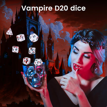 OriCraft D20 Vampire Dice DND Dice Set Realistic Blood Splatter Gaming Dices Bloody Dice Polyhedral Role Playing Game Dice Dunge