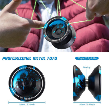 WATIEOBOO yoyo Professional, Metal Responsive Yoyo for Kids Unresponsive Yoyo for Adults with Unresponsive Bearings Kits, Glove