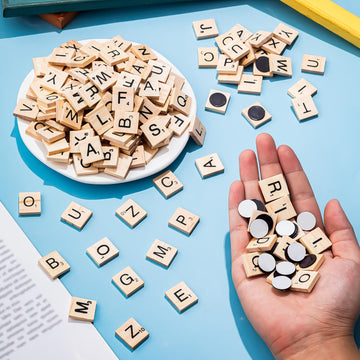 300 Pcs Wood Magnetic Letter, Wooden Letter Magnets For Fridge Refrigerator Wall, Alphabet Tile Letters Magnetics For Fun Learni