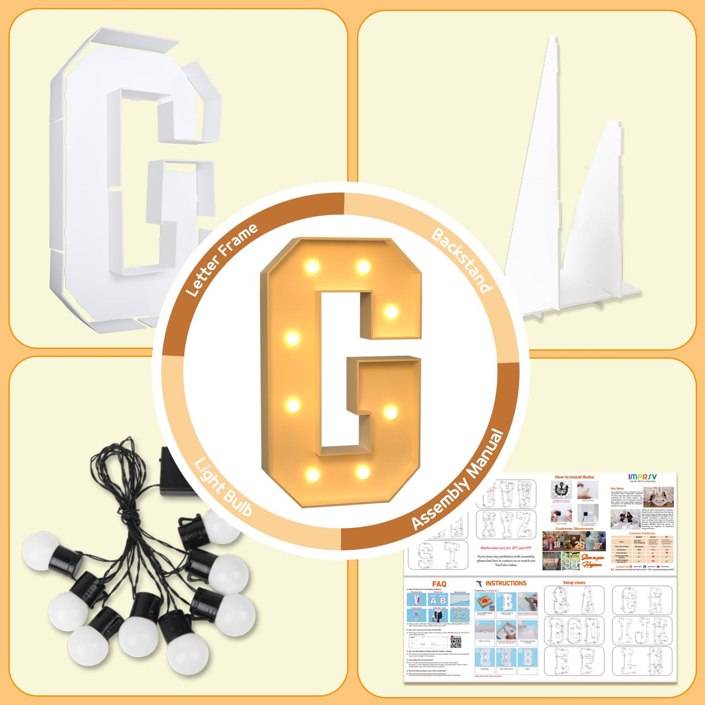Imprsv Marquee Light Up Letters, 3Ft Block Marquee Letters For Birthday Baby Shower Party Backdrop Decor, Large Light Up Letters