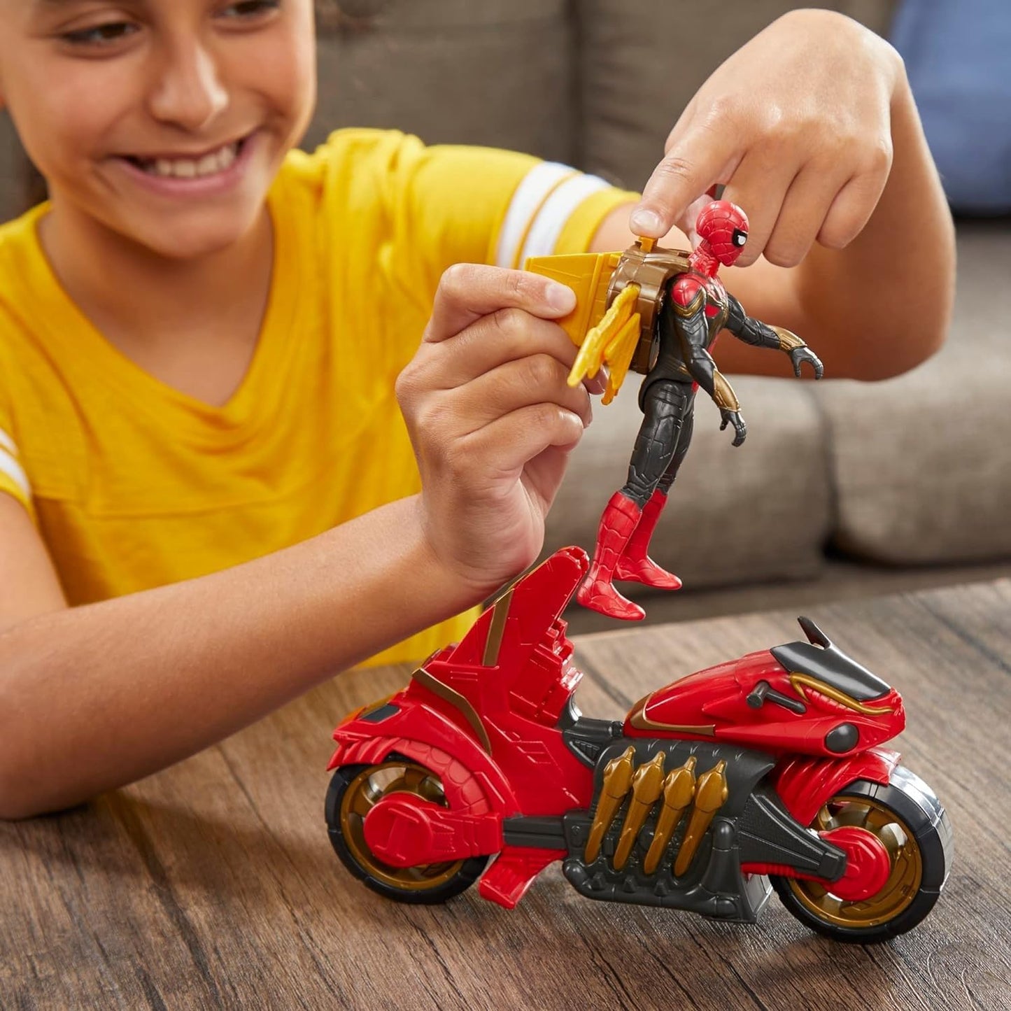 Marvel Spider-Man 6-Inch Jet Web Cycle Vehicle & Action Figure Toy, Red, Plastic, Model F1110, for Kids Ages 4 and Up