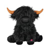 Tonpect Highland Cow Stuffed Animal with Mooing Sound, 9 inch Black Colored, Farm Cow Toy for Boys Girls Gift Decoration