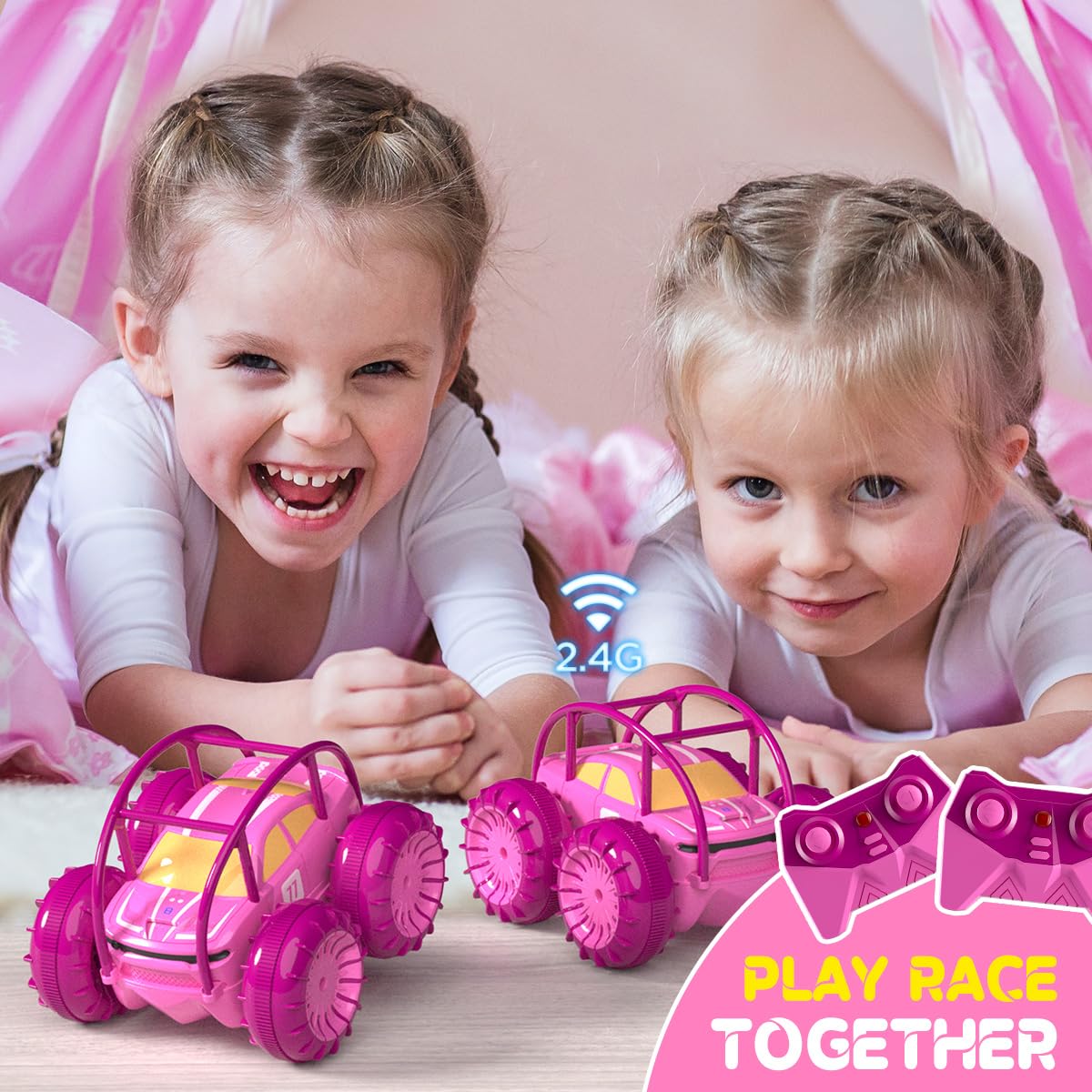 zingzoom Amphibious Remote Control Car, Rechargeable Direct Charging RC Cars 360 Flip Waterproof RC Stunt Car 2.4Ghz 15KM/H 4WD