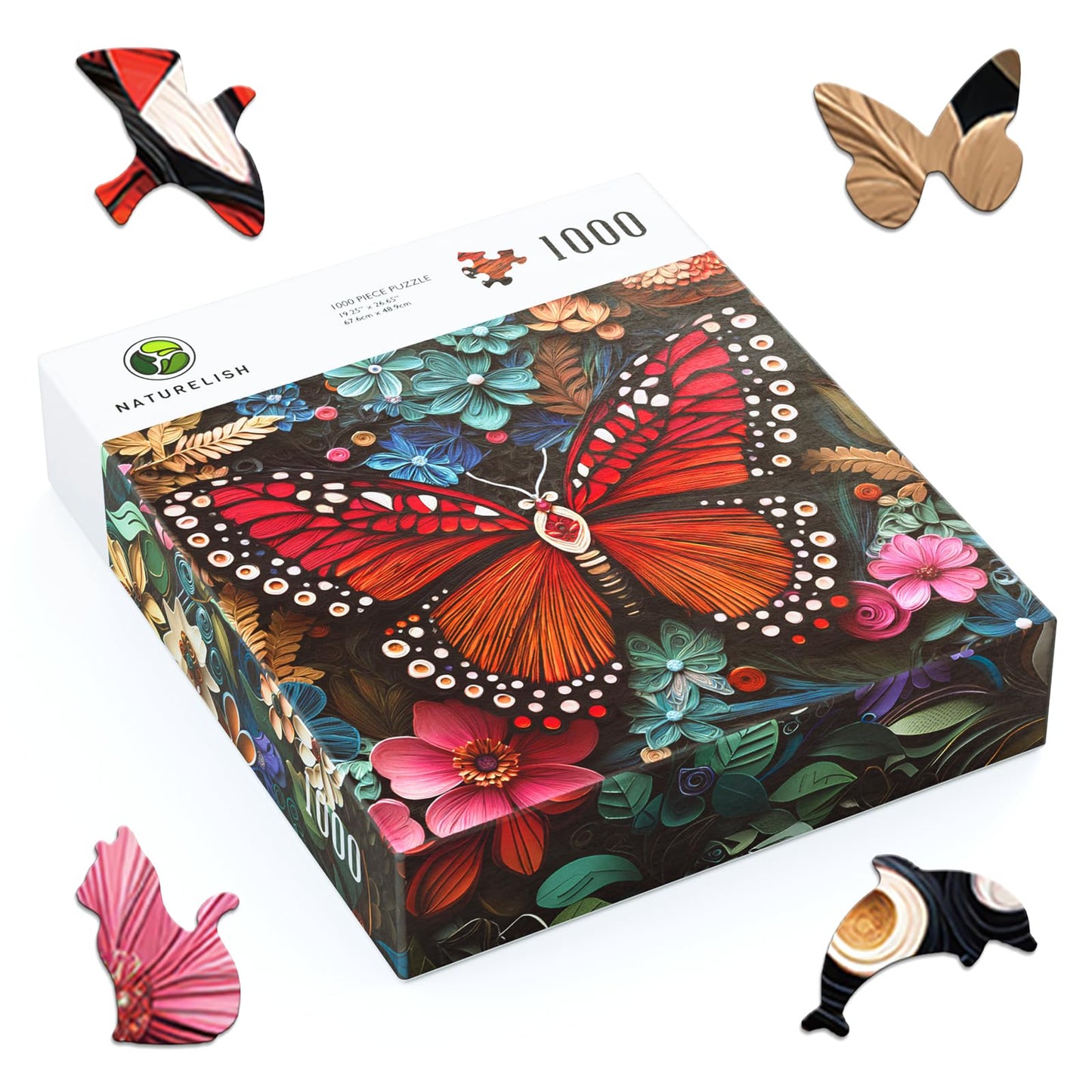Naturelish Butterfly Jigsaw Puzzles For Adults 1000 Pieces, Brain Challenging Shaped Puzzle For Game Night, Family, Friends, Siz