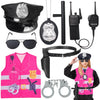 Kyson 8Pcs Police Costume Kit For Boys Police Officer Cop Dress Up Accessories Halloween Career Day (Pink)