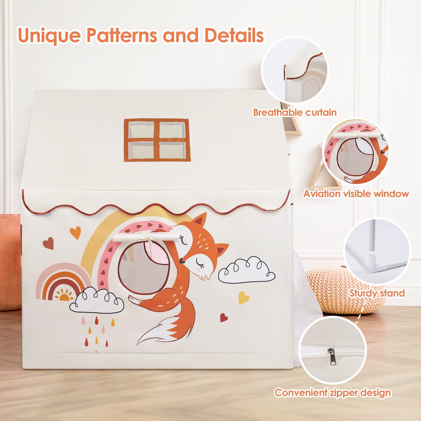 Kids Tent Animals Toddler Tent For Boys Girls,Large And Foldable Kids Playhouse With Windows, Portable And Lightweight Play Tent