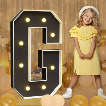 Imprsv Marquee Letters Black 3Ft: Black Party Decor - Light Up Letter G Large 3 Feet Tall - Party Decorations Letter For Graduat