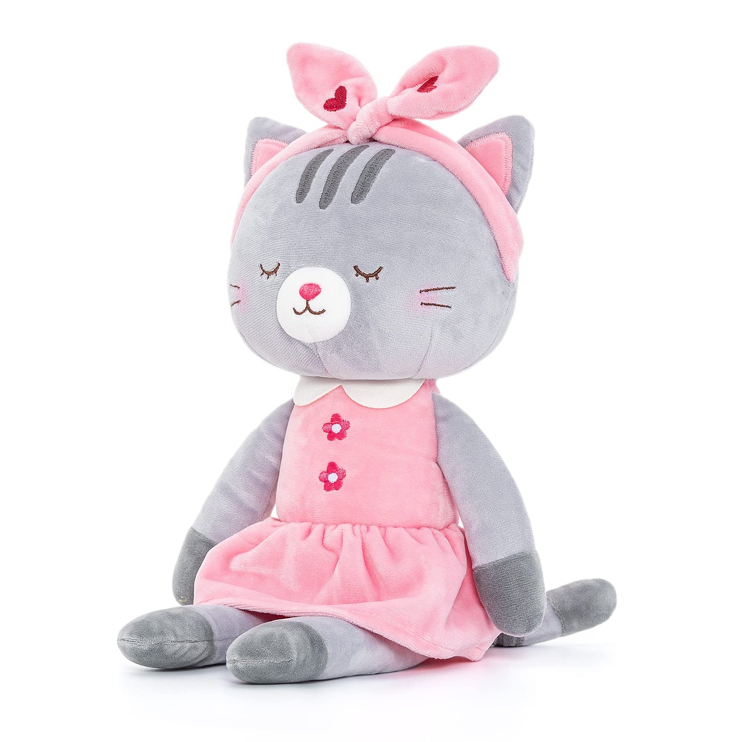 Lazada Stuffed Cat Dolls Animal Kitty Plush Toy Baby Girl Gifts Gray With Hair Band 16'