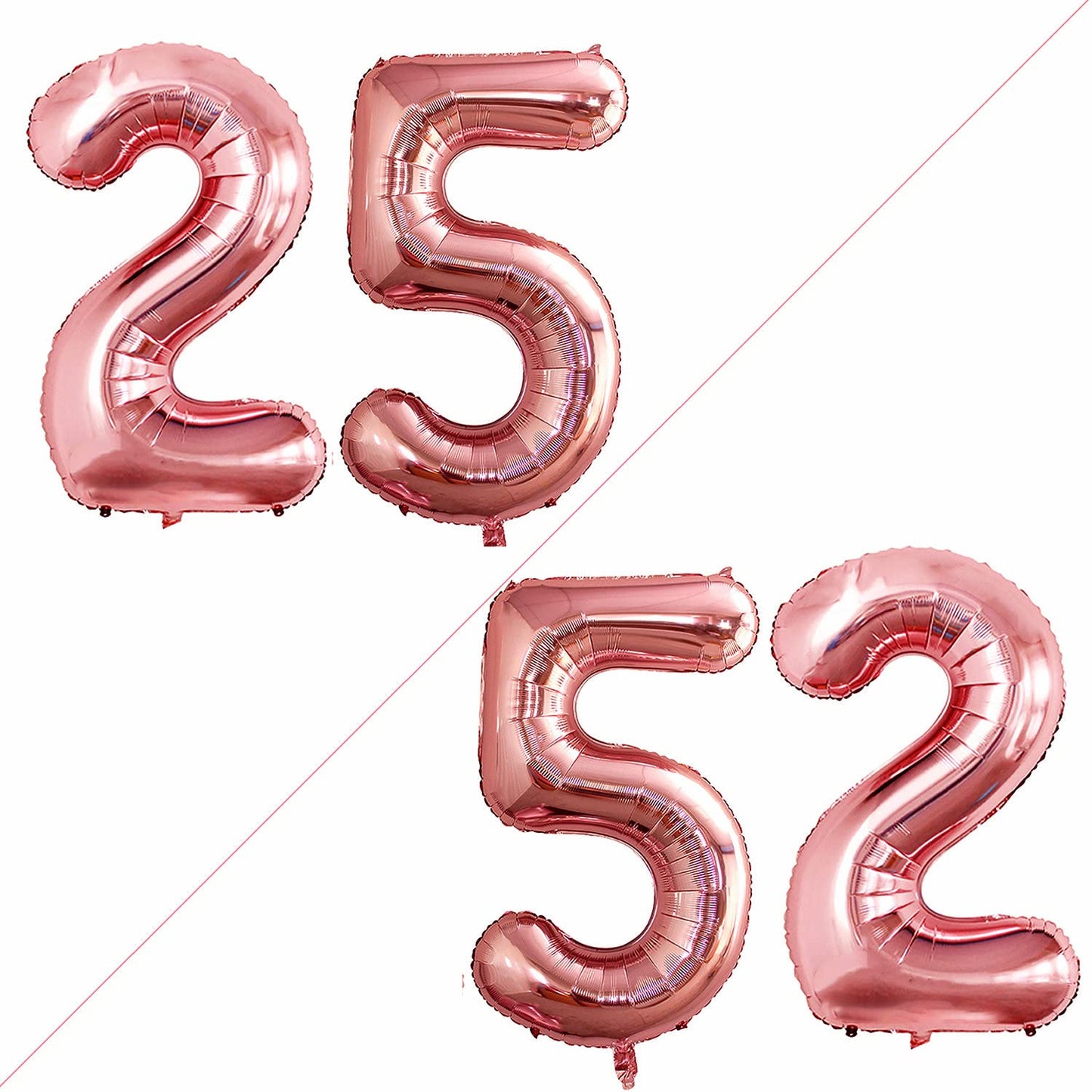 Goer Number 25 Balloons For 25Th Birthday Party Decorations,42 Inch Jumbo Foil Helium 52 Balloons For 52Nd Birthday Party Decoration (Rose Gold)