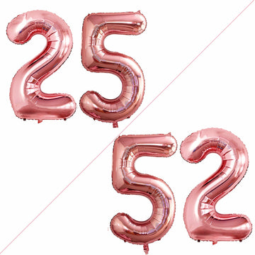 Goer Number 25 Balloons For 25Th Birthday Party Decorations,42 Inch Jumbo Foil Helium 52 Balloons For 52Nd Birthday Party Decoration (Rose Gold)