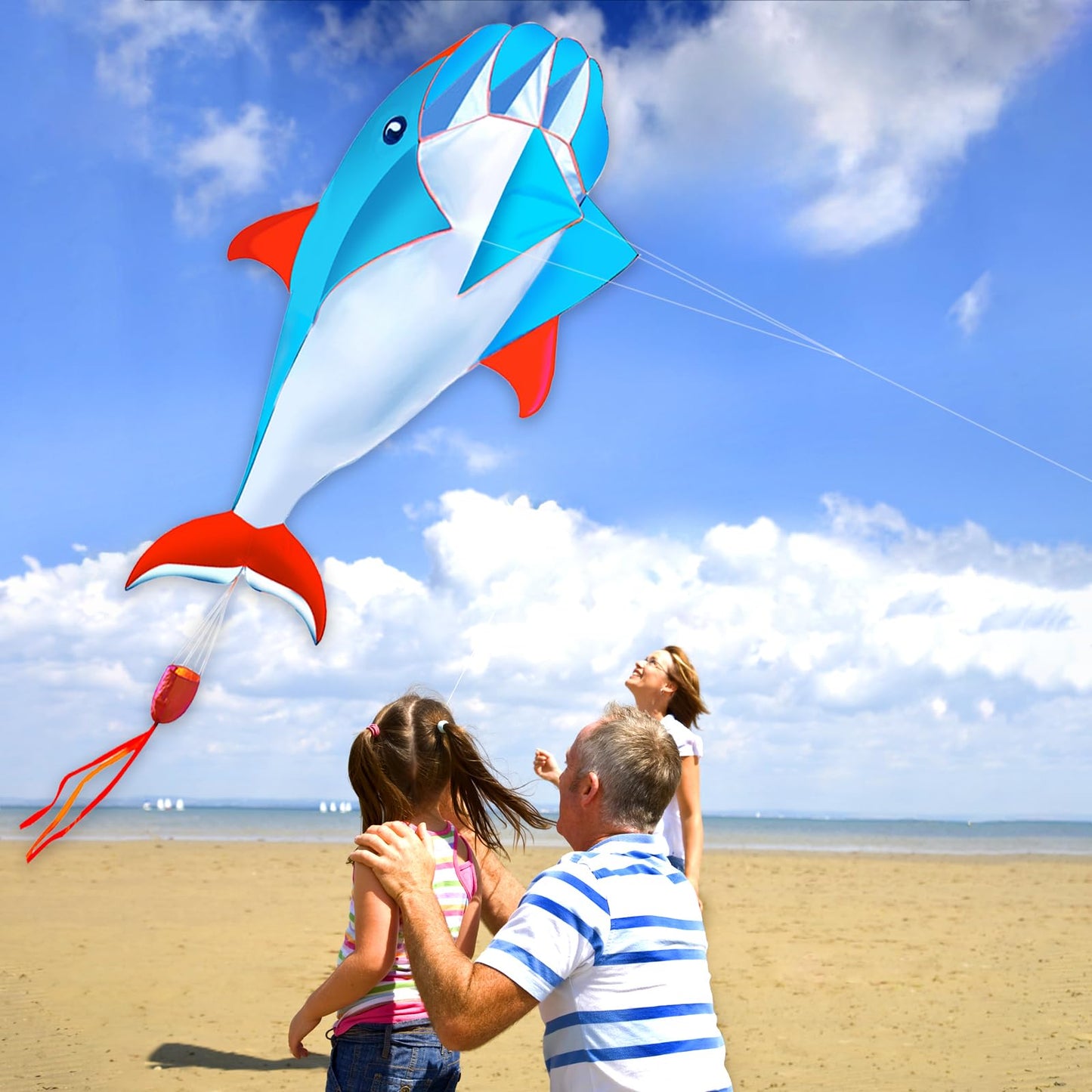 Hengda Kite 3D Dolphins Kite,For Kids And Adults,Easy To Fly,Excellent Fabric And Structure Design,The Pictures Are Beautiful In
