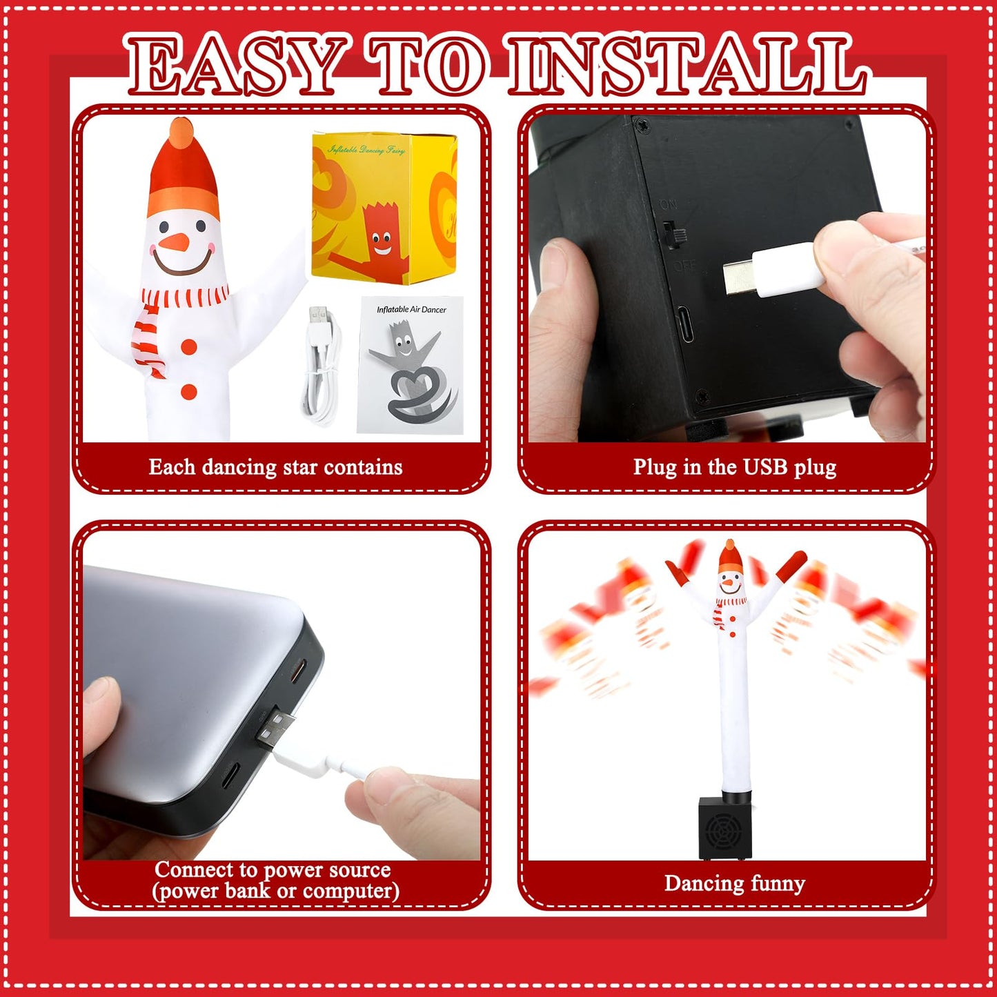 Poen 3 Pcs Winter Mini Inflatable Tube Man Gift Wacky Waving Inflatable Tube Guy With Blower Desktop Mini Dancer Tubes Man Gift For Winter Man Women Birthday Party Decoration(Snowman)