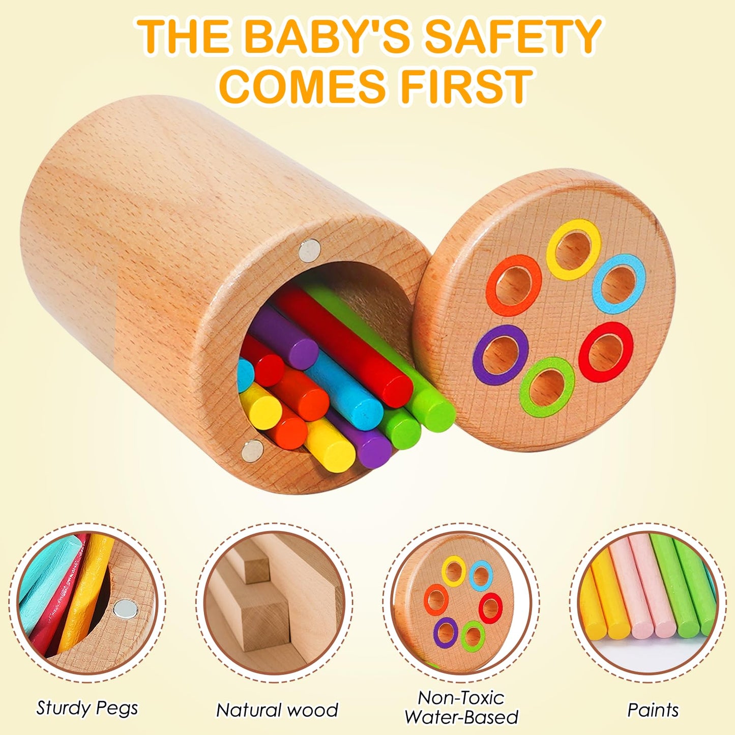 Montessori Toys For 1-3 Year Old, Travel Toys For Toddlers Wooden Color Sorting Toys For 18+ Month Old Boys Girls Learning Gifts