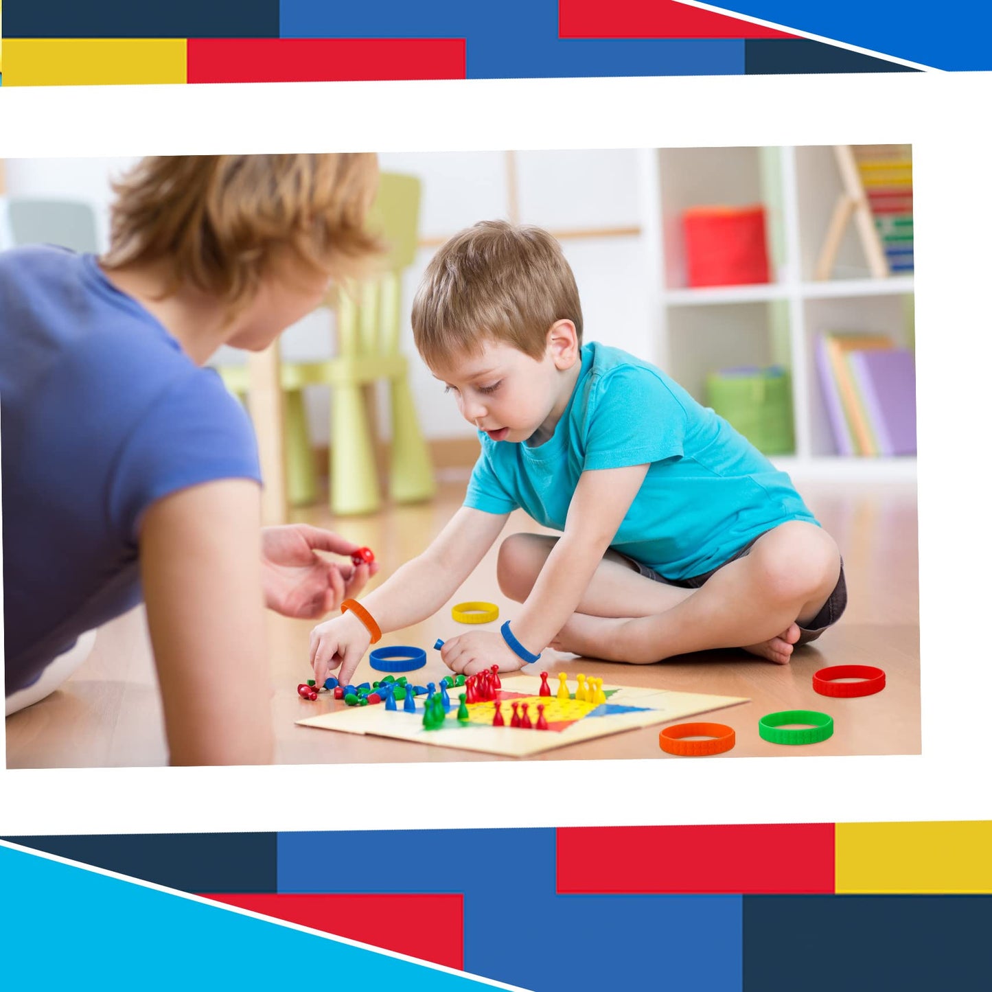 Civaner 60 Pieces Silicone Building Block Bracelets Rubber Bracelets Wristbands Colorful Birthday Party Favors for Goodie Bag Fi