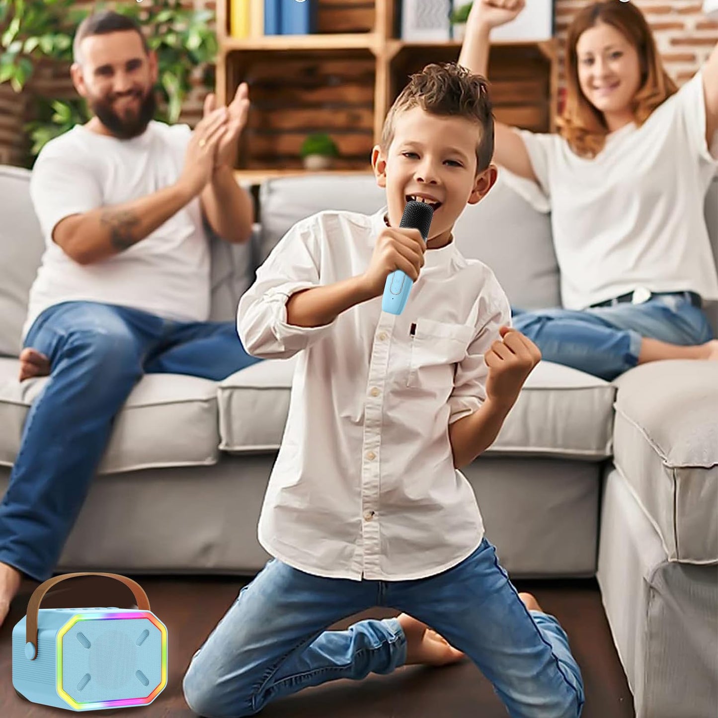 Mini Karaoke Machine With Kids Microphone,Bluetooth Karaoke Microphone Wireless For Singing,Birthday Easter Gifts For Kids Age 4 5 6 7 8 Year Old Girls Boys