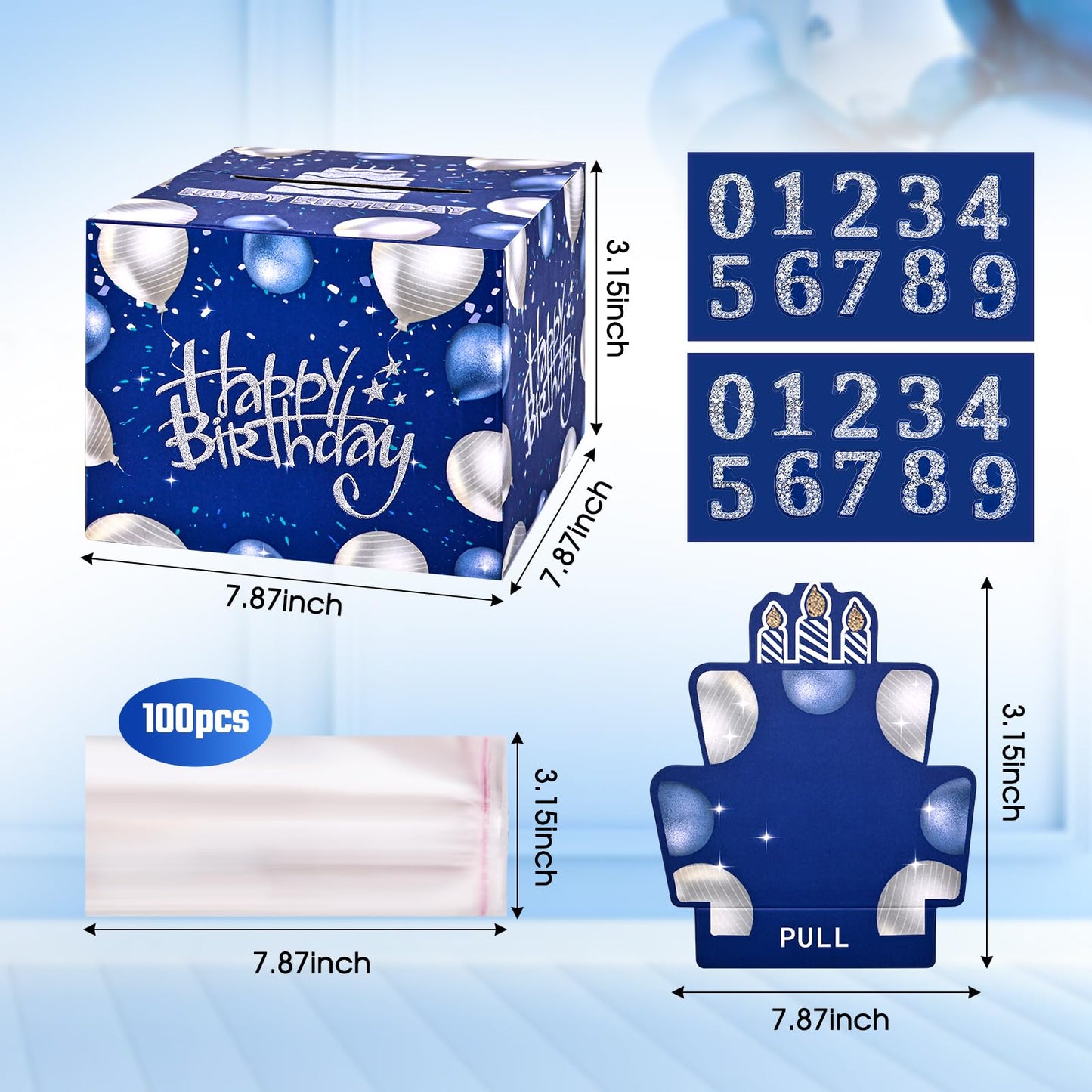 Toyeishi Happy Birthday Money Box For Cash Gift With Self-Adhesive Age Stickers For 1-100 Year Old, Birthday Decorations For Boy