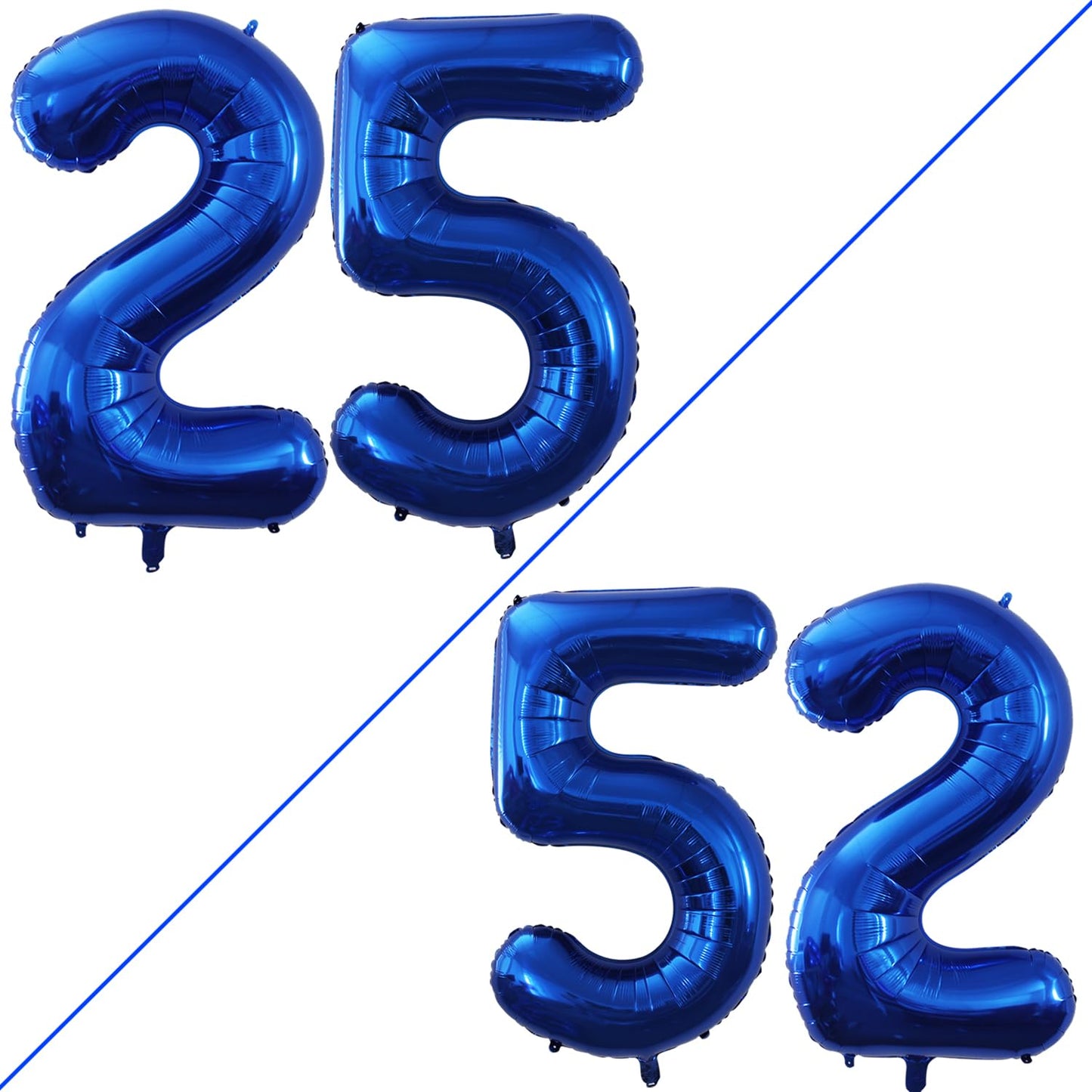 Goer Number 25 Balloons For 25Th Birthday Party Decorations,42 Inch Jumbo Foil Helium 52 Balloons For 52Nd Birthday Party Decoration (Blue)