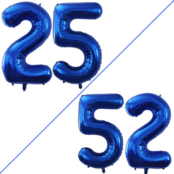 Goer Number 25 Balloons For 25Th Birthday Party Decorations,42 Inch Jumbo Foil Helium 52 Balloons For 52Nd Birthday Party Decoration (Blue)