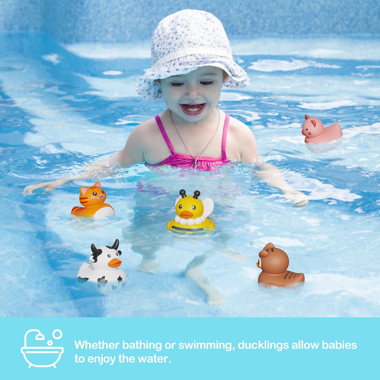 12Pcs Rubber Ducks,Toddler Bath Toys,No Hole Bathtub Toys,Baby Pool Toys For 18 Months And Older