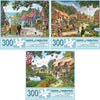 Bits and Pieces - Value Set of Three Large 300 Piece Jigsaw Puzzles for Adults - Village Life Jigsaw Puzzles by Artist Steve Cri