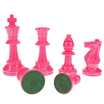 We Games Color Bright Plastic Staunton Tournament Chess Pieces With 3.75 In. King - Half Chess Set Of Chess Pieces Only, Pink