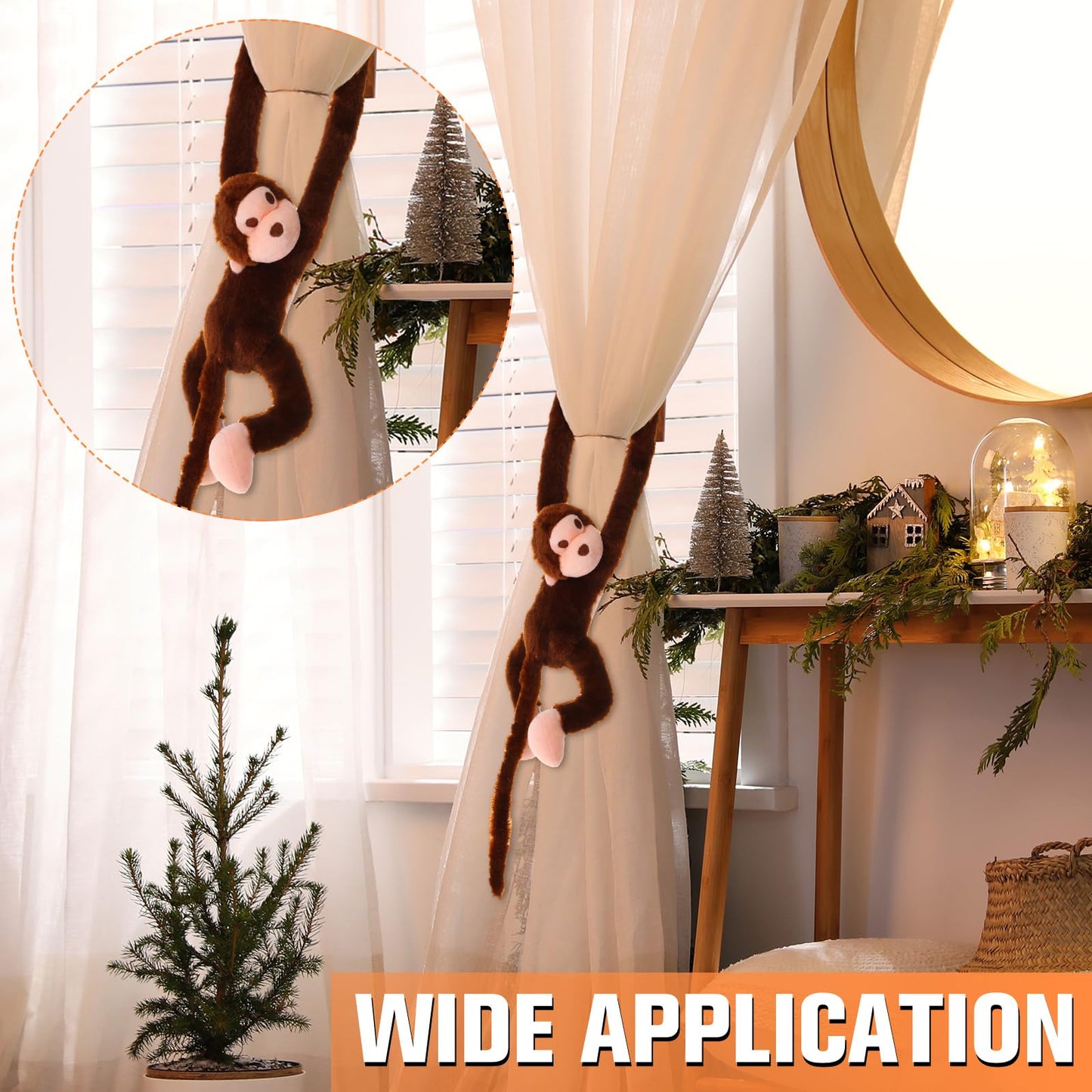 Chivao Set Of 4 Stuffed Monkey Hanging Stuffed Animal Monkey Plush Toy Large Animal With Loop For Gifts Favors(28 Inch,Dark Brown, Light Brown)