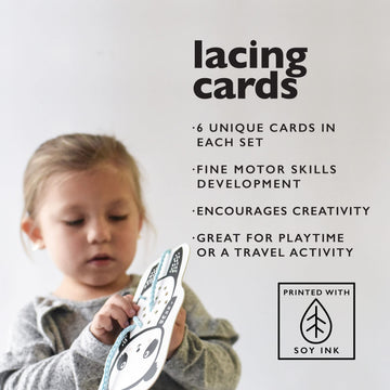 Wee Gallery Woodland Animals Lacing Cards for Toddlers, Montessori Learning Activity, Medium Size, Paper, Model wg131
