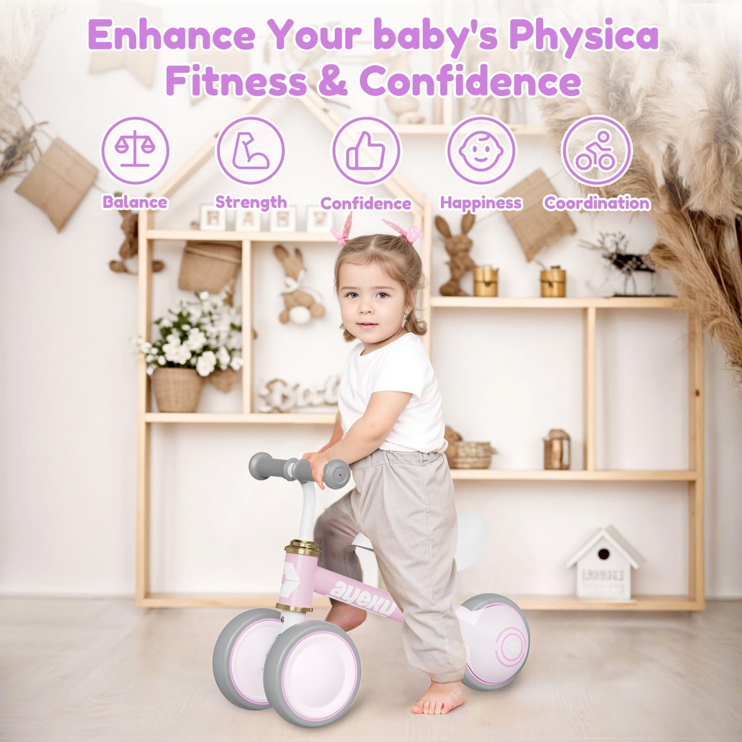 AyeKu Baby Balance Bike for 1 Year Old Boys Girls 12-24 Month Toddler Balance Bike, 3 Wheels Toddler First Bike, First Birthday