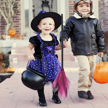 IMIKEYA 2pcs Halloween Witches Broom Halloween Costume Broomstick Props Dress Up for Cosplay Party (Random Color)