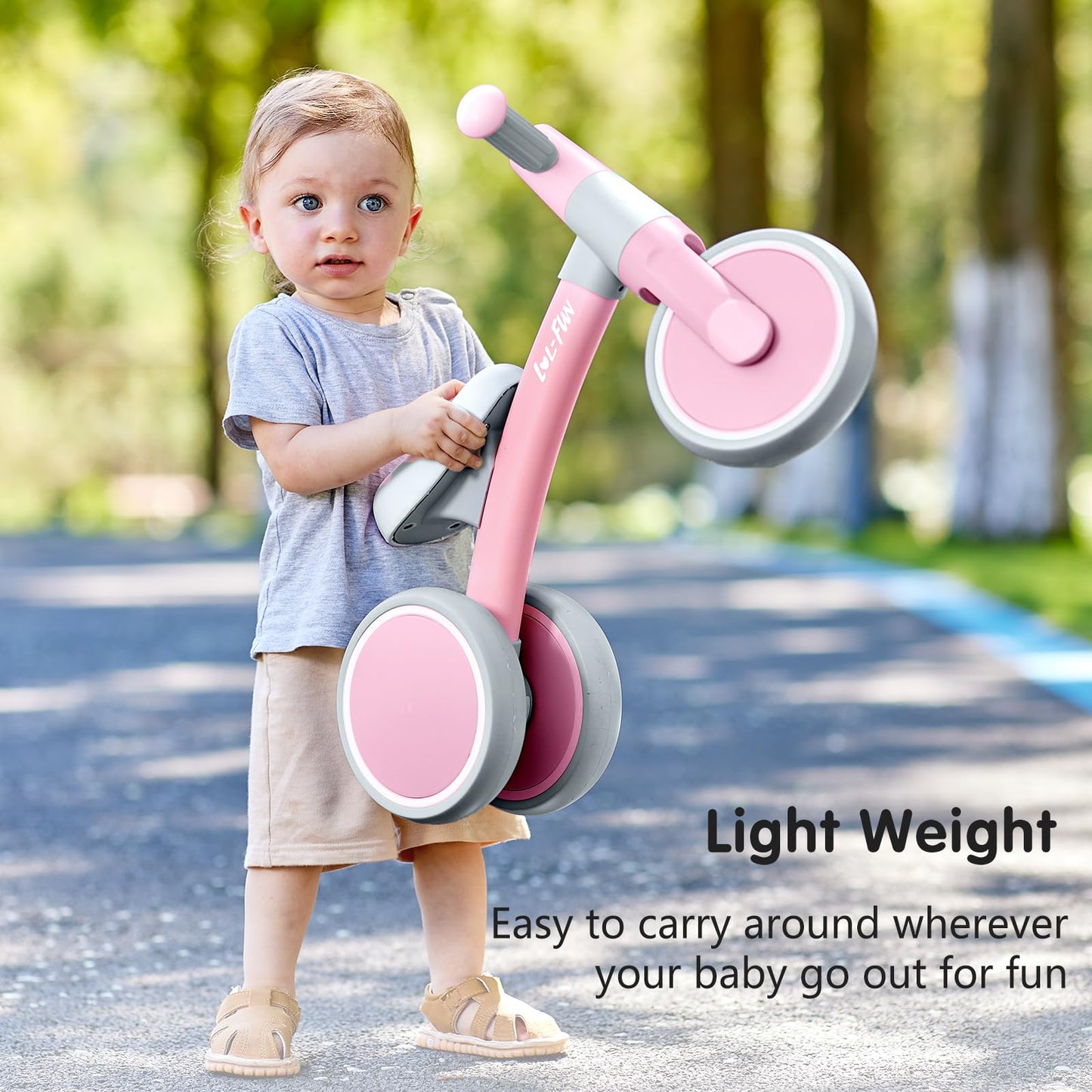 LOL-FUN Baby Balance Bike 1 Year Old Toy, Gifts for One Year Old Girl and Boys, Baby Toys 12-18 Months Birthday Gifts Pink