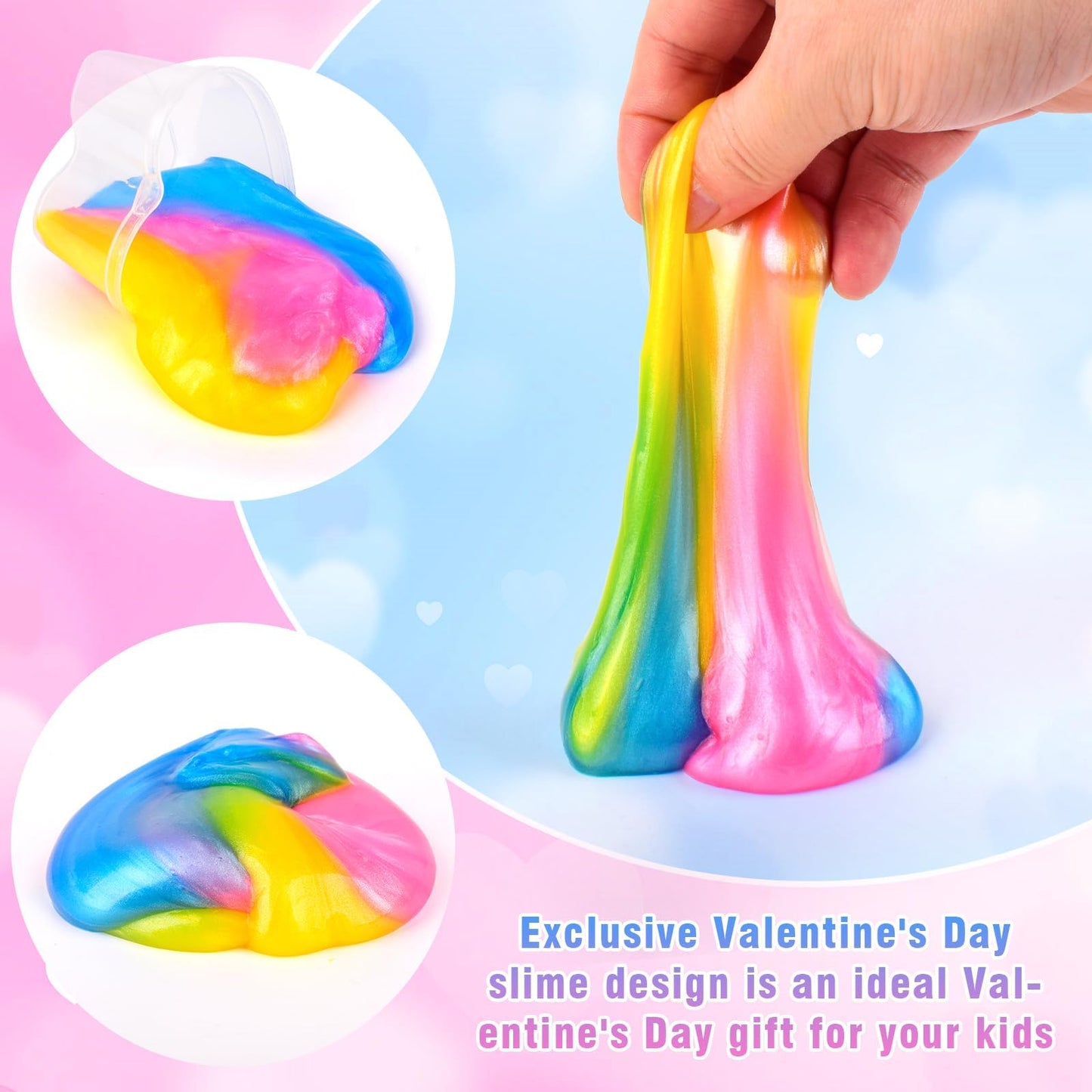 12 Pack Valentine'S Day Galaxy Slime Gift Kit With Loving Heart Charm, Greeting Card, Clear Slime For Birthday Easter Party Favo