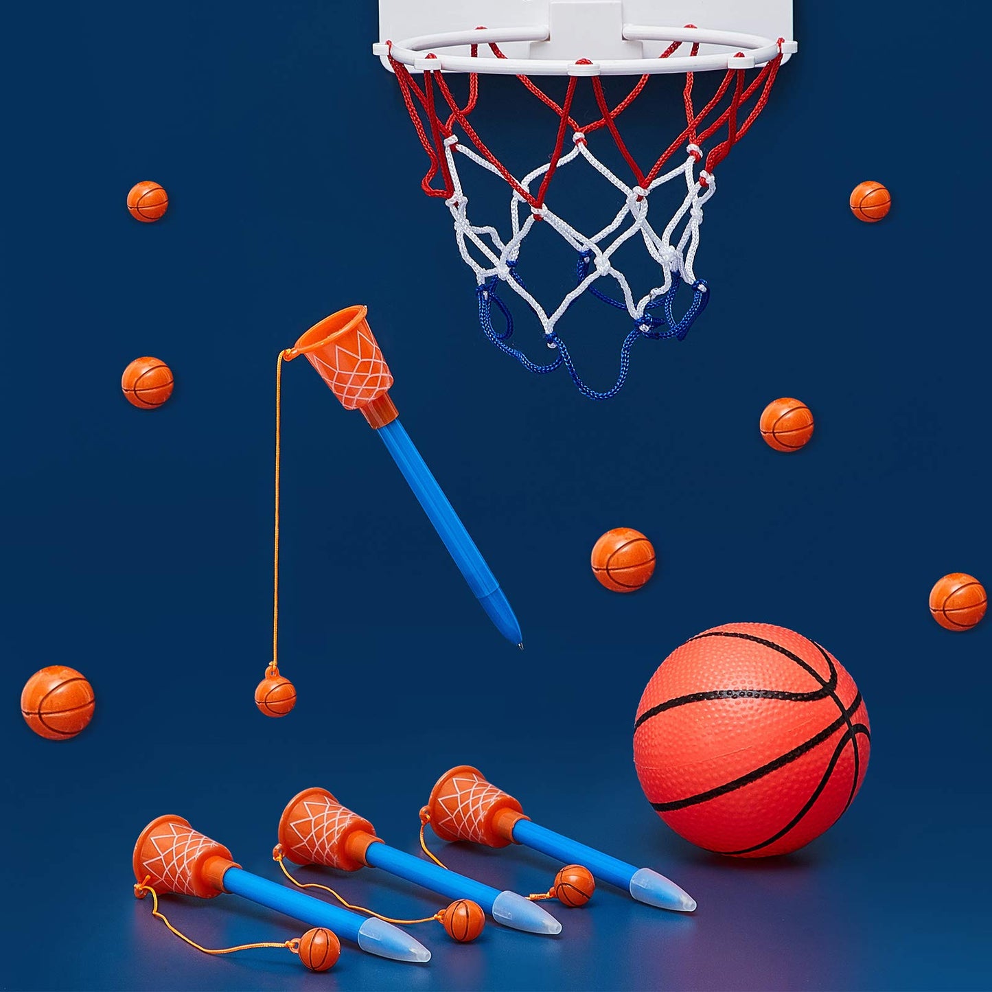 Zonon 18 Pieces Basketball Hoop Pens Bulk Basketball Party Favors Basketball Novelty Pens Basketball Stress Balls For Sports Par
