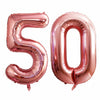 GOER Jumbo 50th Birthday Balloons, 42" Rose Gold Foil Helium Balloons for Anniversary Decorations