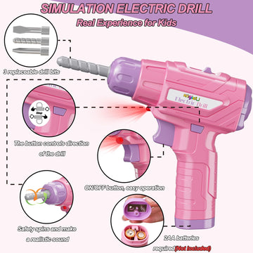 Kids Tool Bench Set,MAGIC4U 89PCS Toddler Tool Workbench with Electirc Drill 12 Tools Equipement,Safety Vest & Hat,Pretend Play