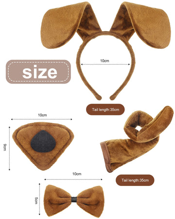 Syhood Puppy Dog Costume Set Kids Dog Ears Headband Bowtie Nose Tail Paw Gloves Puppy Animal Costume For Halloween Carnival Worl