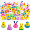 Fudragtn 50Pcs Easter Rubber Ducks, Mini 2.1 Inch Bunny Rubber Duckies Bath Toys For Kids, Assorted Float Duck Bulk For Fun Bath