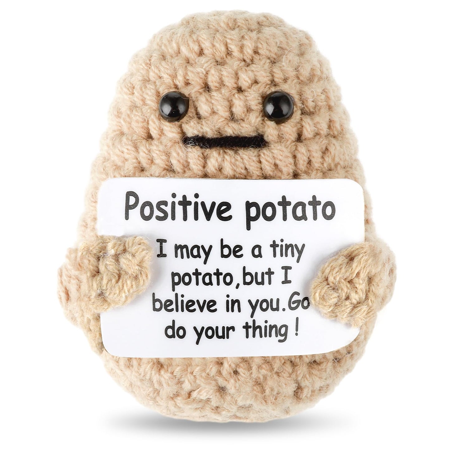 Grevosea Mini Funny Knitted Potato Doll, 3 Inch Cute Wool Crochet Potato Doll With Active Card, Cheer Up Gifts For Christmas, Birthday, Friends, Party Decoration, Encouragement