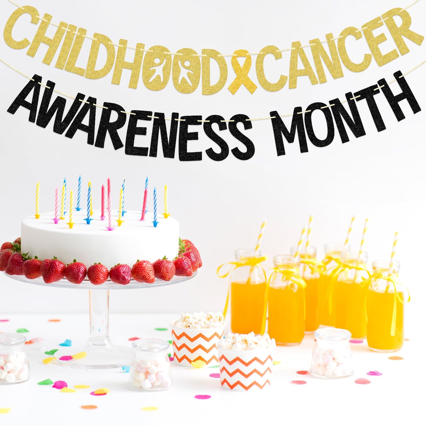 Childhood Cancer Awareness Month Banner, Childhood Cancer Awareness Decor, Gold Ribbon Awareness Decor
