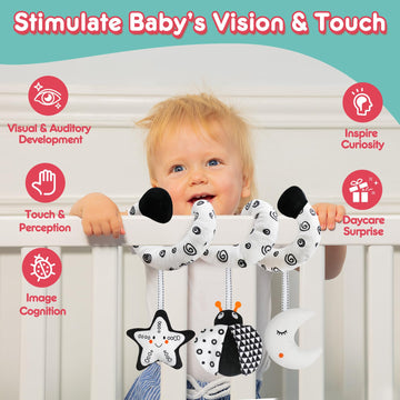 Gkdoms Baby Spiral Hanging Stroller And Car Seat Toys Black And White High Contrast Sensory Toy Newborn Plush Activity Toys Party Favors Quality Baby Gifts For Baby Shower -Bug