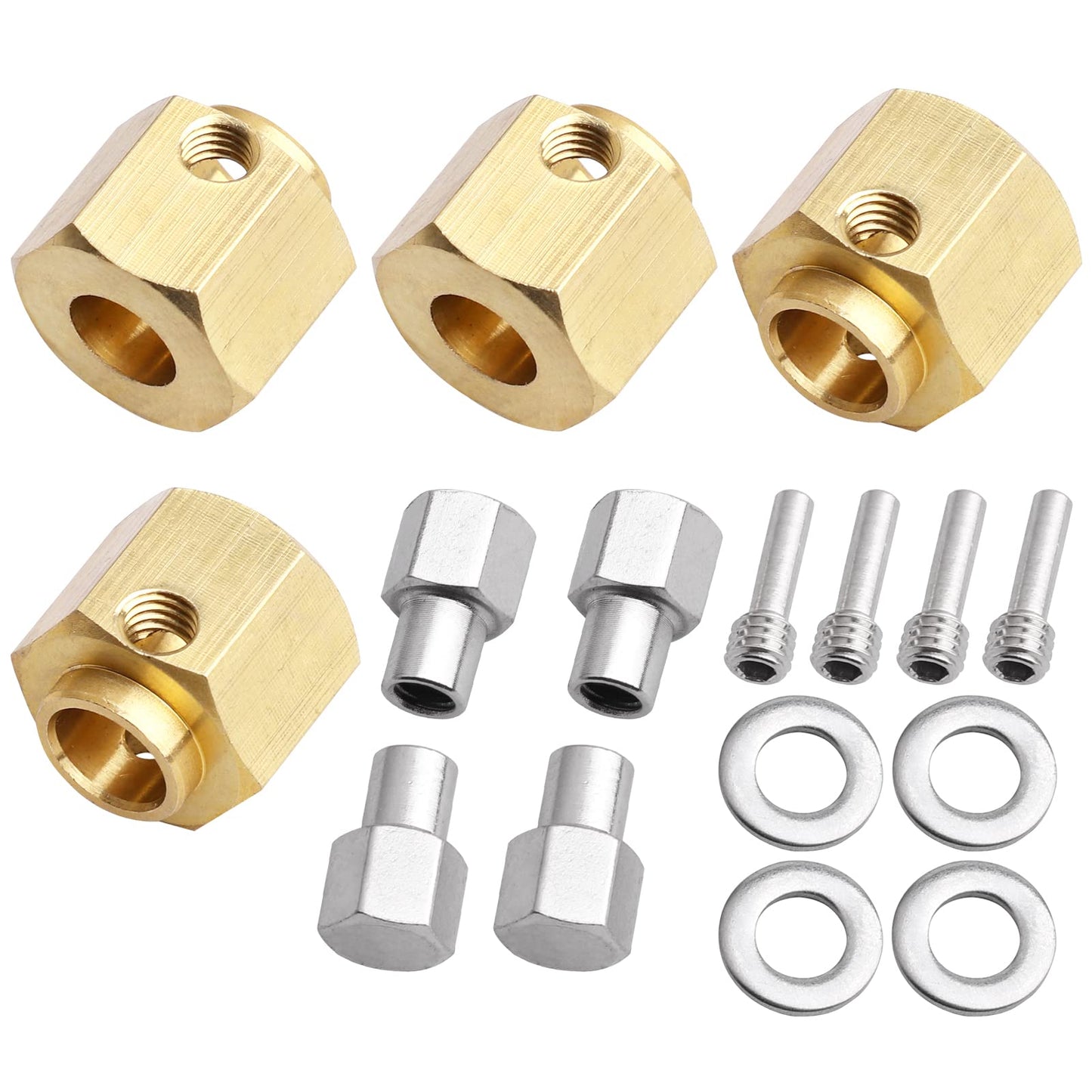 HobbyPark RC Brass Spacers Wheel Hex Hubs Extenders for TRX4 Wheels Extension Hex Drive Adapter (10mm Thickness)