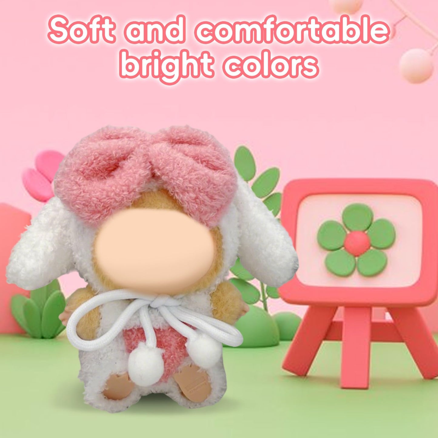 17cm Doll Clothes Labubu Clothes for 6.7inch(17cm) Dolls enhanced Doll Outfit with Hat and Accessories(Clothes Only) (Pink White)