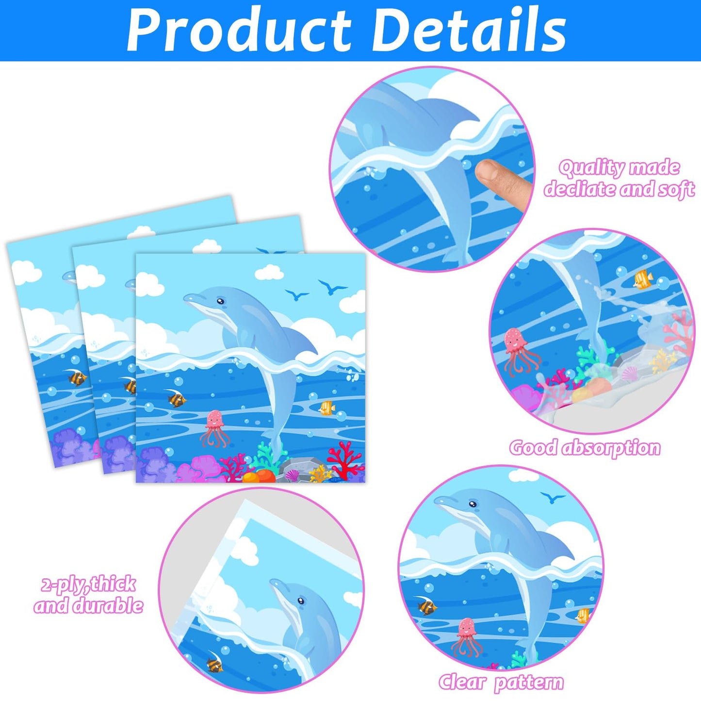 96 Pcs Dolphin Theme Party Supplies Set Ocean Dolphin Plates And Napkins Disposable Tableware Under The Sea Birthday Decorations