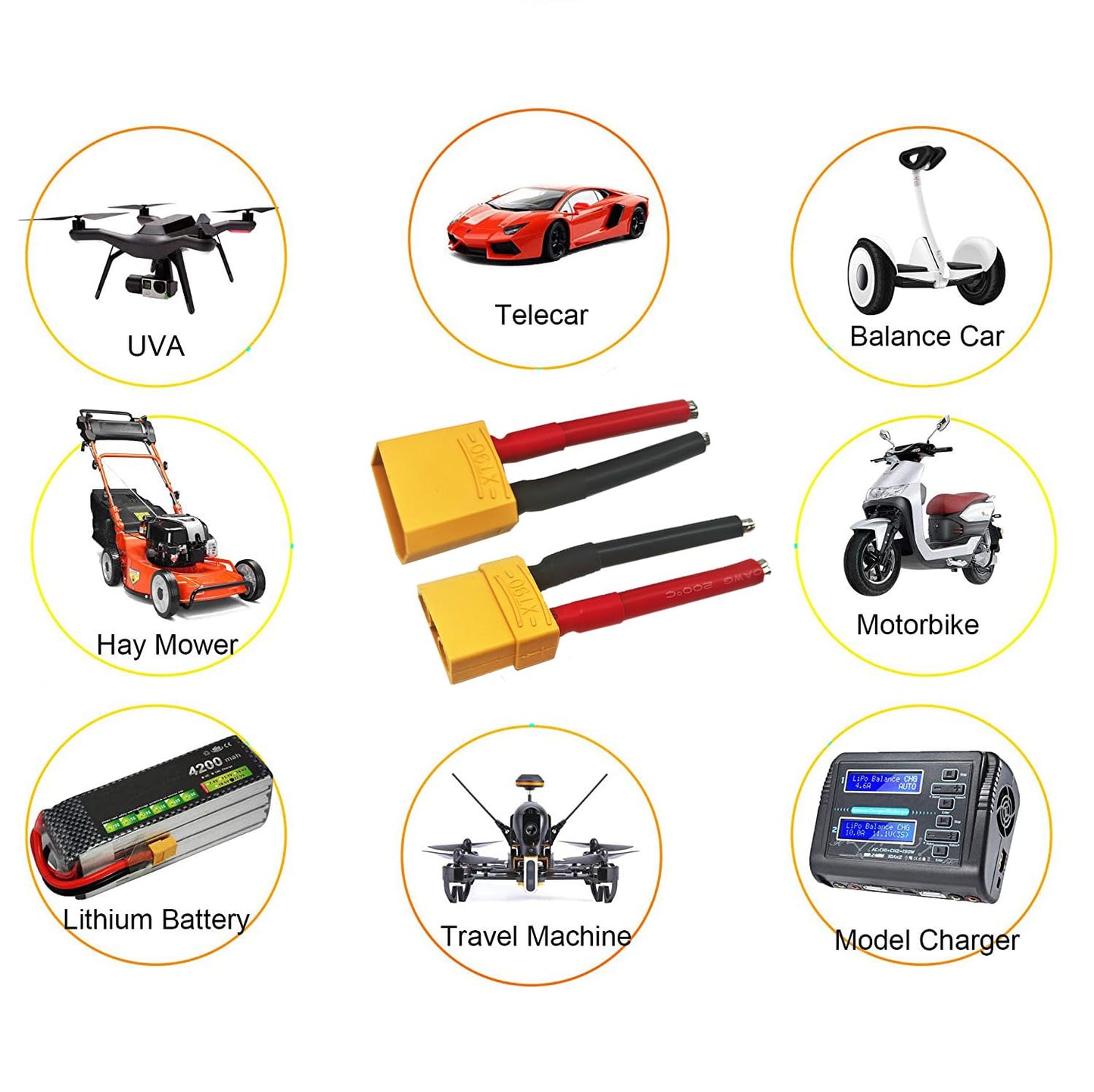 ZHOFONET 3 Pairs XT90 Pigtail,XT90 Wire XT90 Plug Male and Female Connector with 5cm 10AWG Silicone Wire for RC Lipo Battery FPV