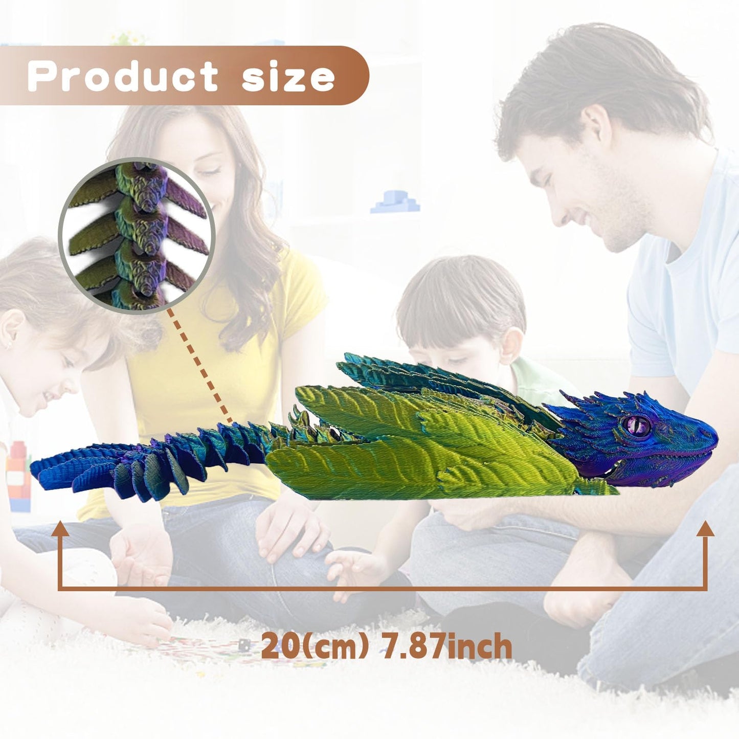 Sgyysg Feathered Wyvern, 3D Printed Articulated Dragon With Wings - Desktop Pet For Fantasy Enthusiasts (Dazzling Color)
