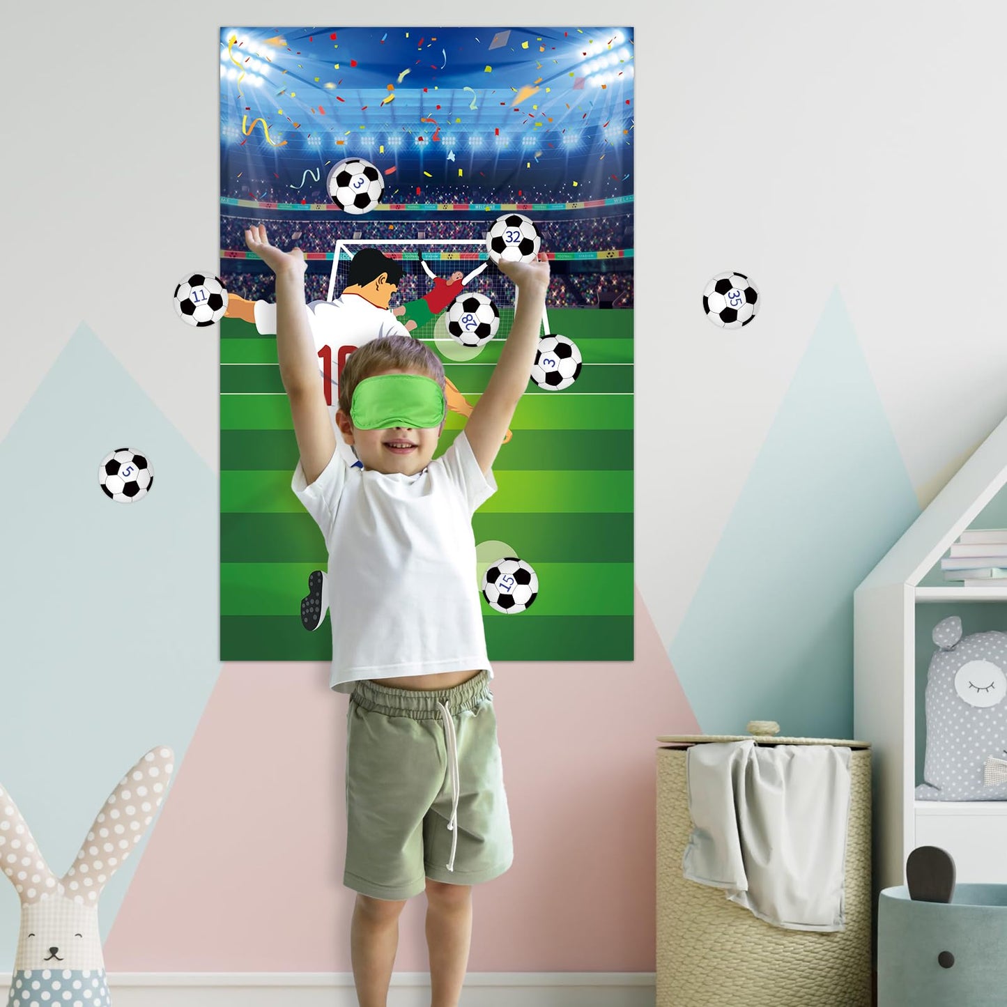 Pin The Soccer On The Goal Kids Party Games Soccer Birthday Games For Boys Soccer Birthday Party Supplies Decorations, Large Soccer Game Poster With 36 Soccer Stickers Classroom Soccer Party Favors