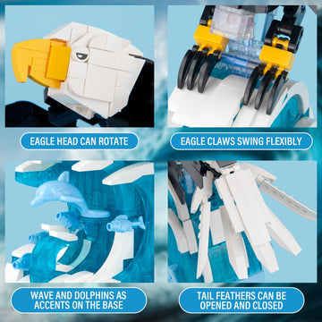 Vziimo Ideas Eagle Animals Building Set, Moc Eagle Creative Bird Model, Creator 2 In 1 Animal Lover Owl Birds Kit Collectible Gi