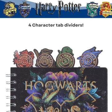 Innovative Designs Harry Potter Hogwarts Tab Journal Notebook, Spiral Bound, 96 Lined Pages, 8 X 7 Inches, Black